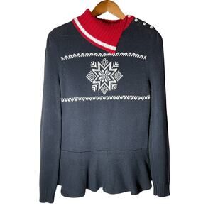 American Living Size Medium Sz Med M Long Sweater Skirted Women's Snowflake Top